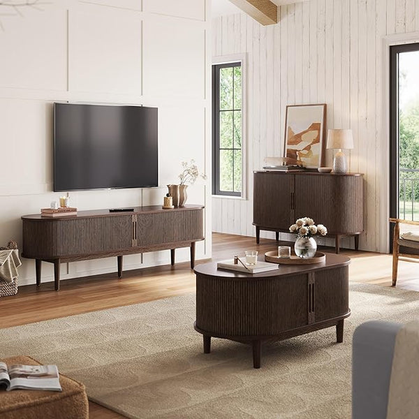 Fluted Tambour Door TV Media Console