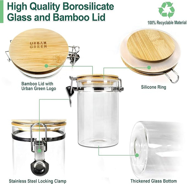 Borosilicate Glass Canister Set with Bamboo Lids