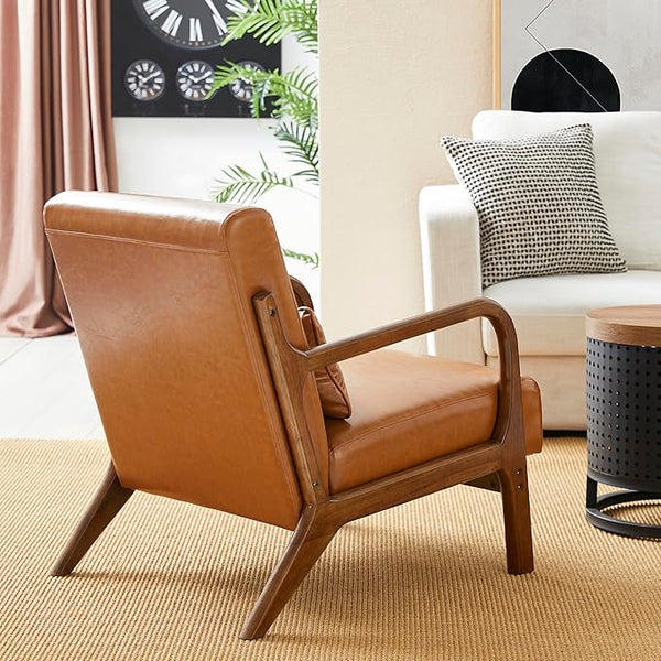PU Leather Mid-Century Accent Armchair