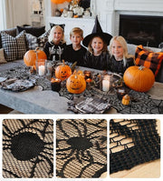 Black Lace Spider Web Table Runner