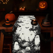 Ghost Print Halloween Table Runner
