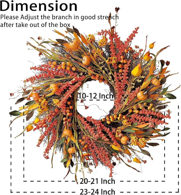 Harvest Berry and Pumpkin Fall Wreath