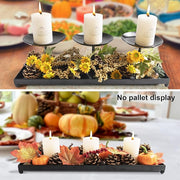 Triple Pillar Matte Black Candle Holder Tray