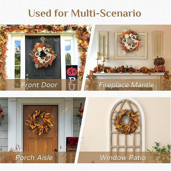 Harvest Wheat and Leaf Fall Wreath