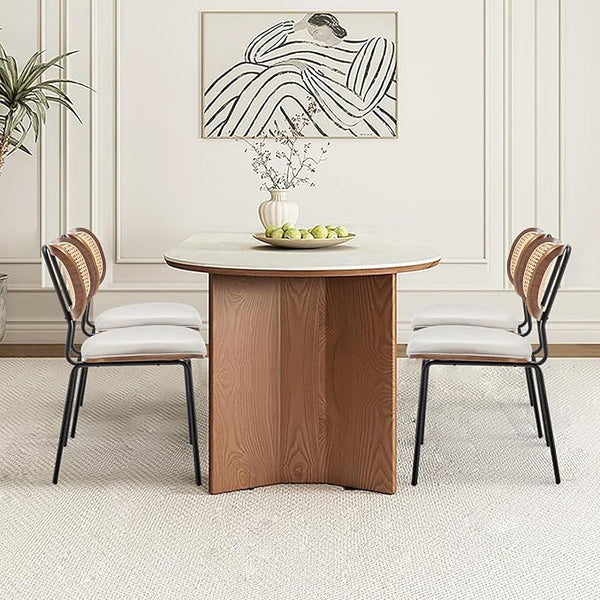 Cane Back Metal Dining Chair Set