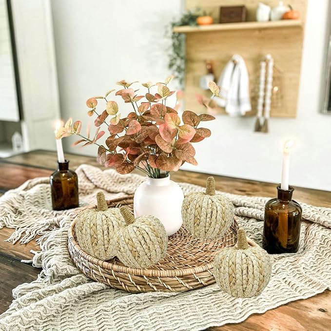 Braided Cornhusk Pumpkin Decor Set of 4