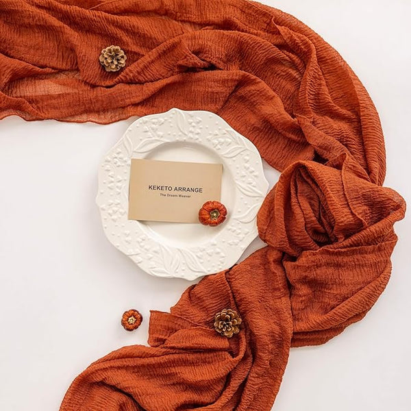 Terracotta Cheesecloth Gauze Table Runner Set