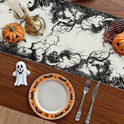 Ghost Print Halloween Table Runner