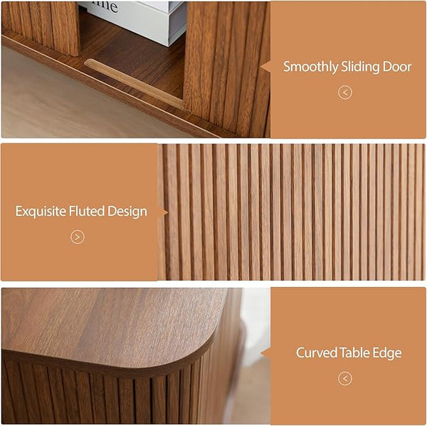 Walnut 24" Large Square End Table with Charging Station