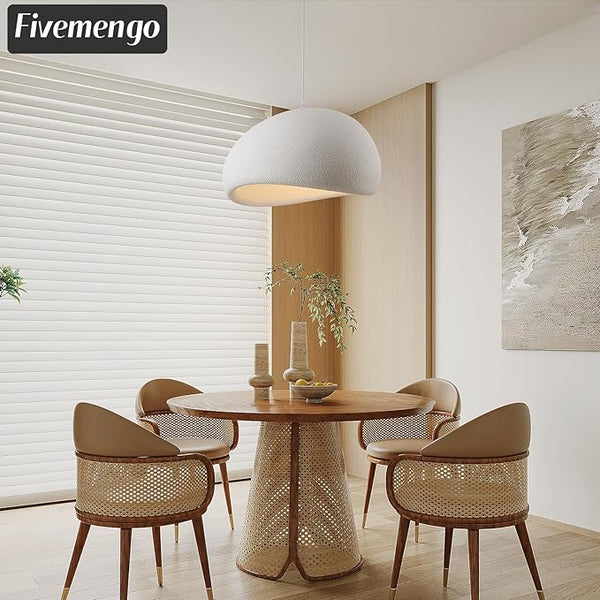 Textured Dome Matte White Pendant Light