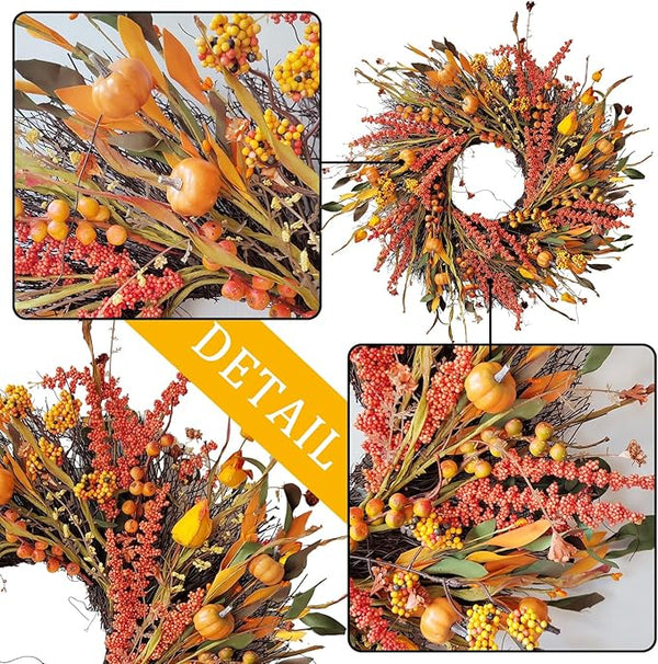 Harvest Berry and Pumpkin Fall Wreath