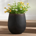Concrete-Blend Round Planter Copper Rim