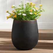 Concrete-Blend Round Planter Copper Rim