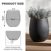 Concrete-Blend Round Planter Copper Rim