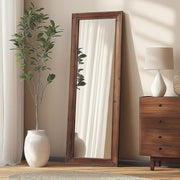 Dark-Stained Wood Floor Mirror — detail of finish and surface variation