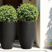 Stone-Finish Tall Planter Set