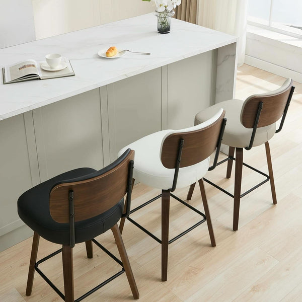 Swivel Vegan Leather Counter Stool Set