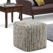 Woven Stripe Cube Pouf Ottoman
