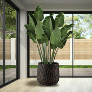 Relief-Cast Concrete Planter Set