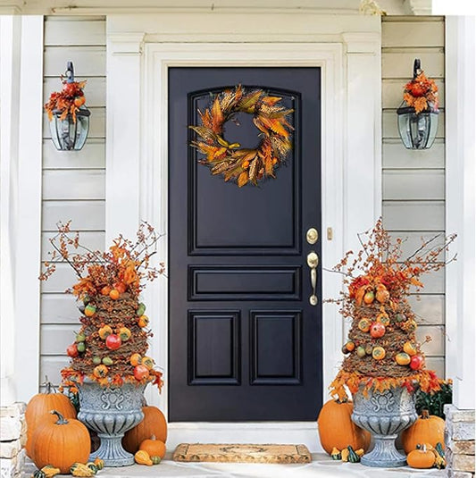 Harvest Wheat and Leaf Fall Wreath