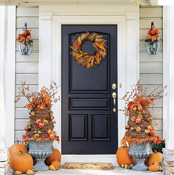 Harvest Wheat and Leaf Fall Wreath
