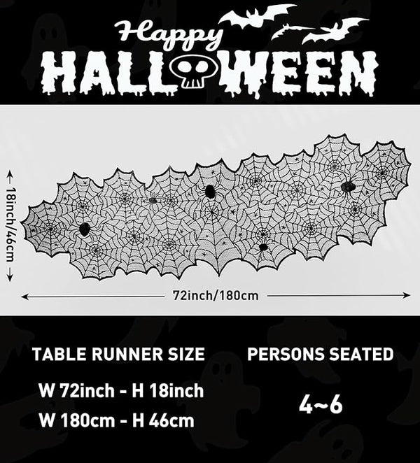 Black Lace Spider Web Table Runner