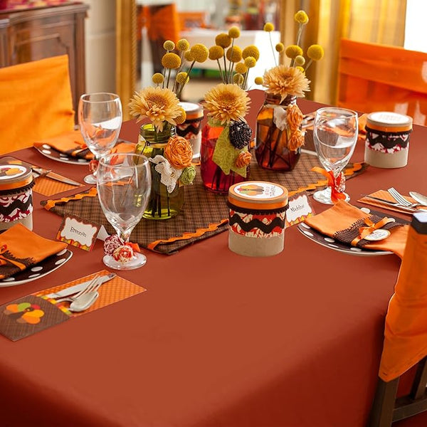 Burnt Orange Polyester Rectangle Tablecloth