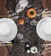 Black Lace Spider Web Table Runner