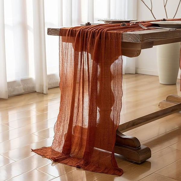 Terracotta Cheesecloth Gauze Table Runner Set