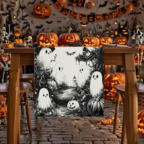 Ghost Print Halloween Table Runner