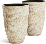 Stone-Finish Tall Round Planter Set