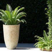 Stone-Finish Tall Round Planter Set