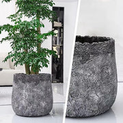 Cracked-Texture Concrete-Finish Planter Set