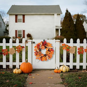Autumn Pumpkin and Maple Leaf Wreath