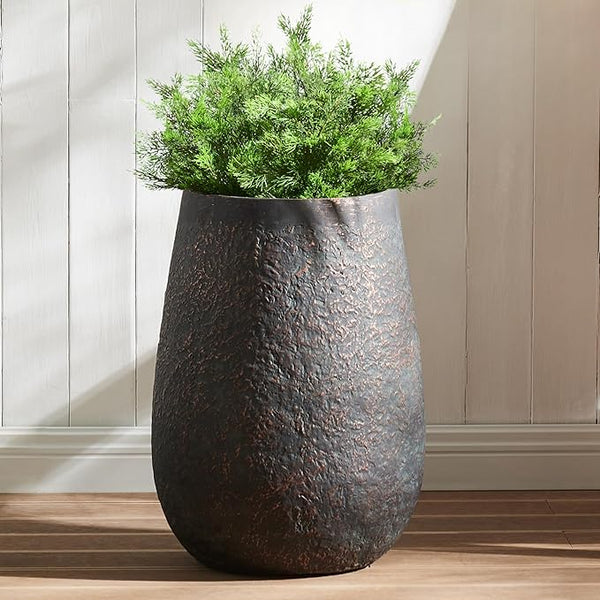 Concrete-Finish Tall Round Planter