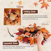 Autumn Pumpkin and Maple Leaf Wreath