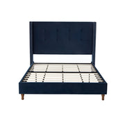 Tufted Velvet Wingback Queen Bed — scale reference and proportion detail