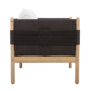 Rope-Wrapped Acacia Outdoor Club Chairs — back and side profile detail