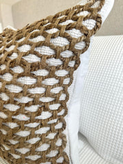 Braided Jute Woven Pillow Cover — alternate styling showing pillow grouped with coordinating textiles