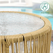 Outdoor Wicker Patio Bistro Set 3 Piece With Glass Table