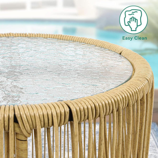 Outdoor Wicker Patio Bistro Set 3 Piece With Glass Table