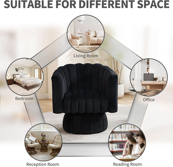 Channel-Tufted Velvet Swivel Armchair Set