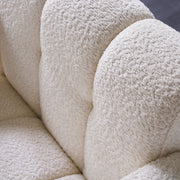 Boucle Upholstered Accent Chair — back and side profile detail