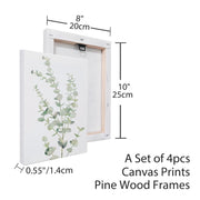 Close-up of canvas surface and stretcher frame depth detail — Watercolor Eucalyptus Canvas Print Set