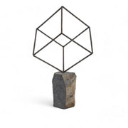 Wire and Stone Cube Sculpture