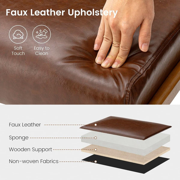 Faux Leather Walnut-Finish Ottoman Bench – ottoman (view 4) | Roost & Roam