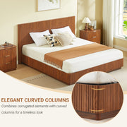 Fluted Walnut-Finish King Bed Frame