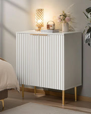 Fluted Matte White Sideboard Cabinet Set