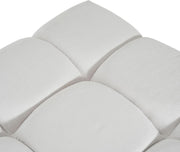 Grid-Tufted Linen-Look Square Ottoman