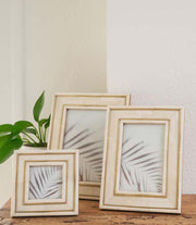 Carved Bone Brass Inlay Picture Frame